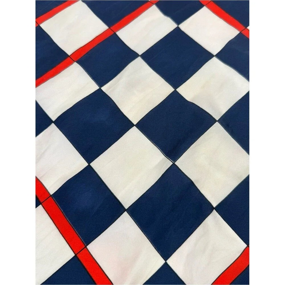 Echo Vintage Red Navy Square Scarf Retro Neck Hair Scarf Accessory Checker